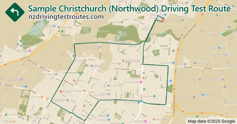 Christchurch driving test route map