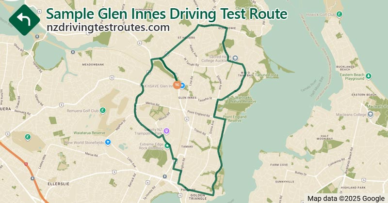 Glen Innes driving test route map