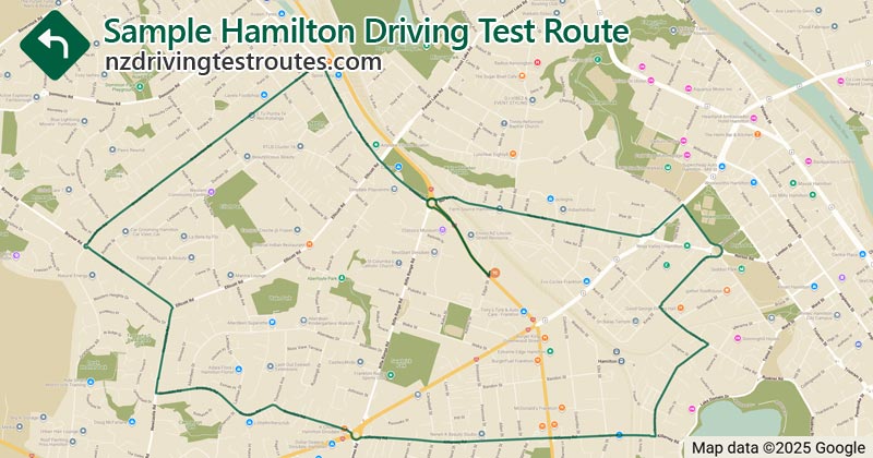 Hamilton driving test route map