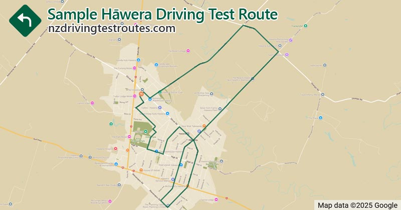 Hawera driving test route map