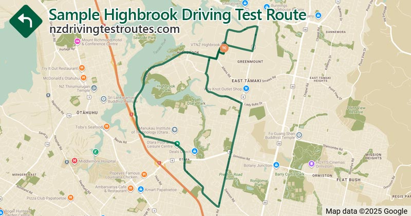 Highbrook driving test route map