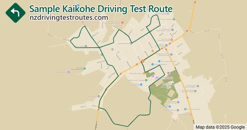 Kaikohe driving test route map