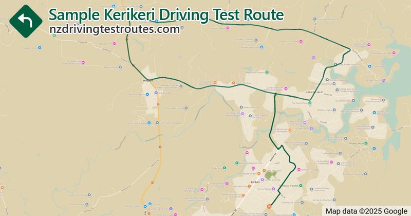Kerikeri driving test route map