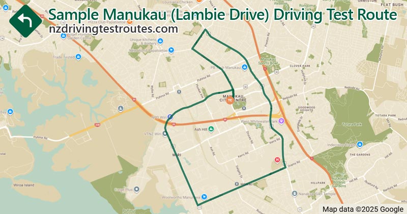 Manukau driving test route map