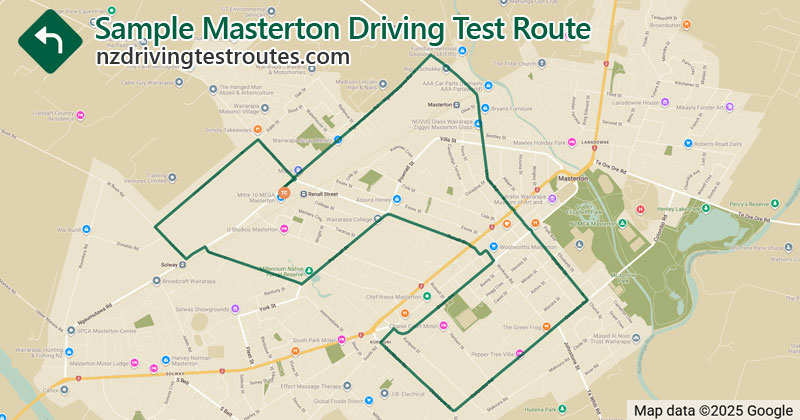 Masterton driving test route map