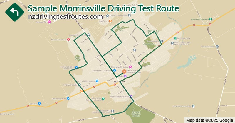 Morrinsville driving test route map