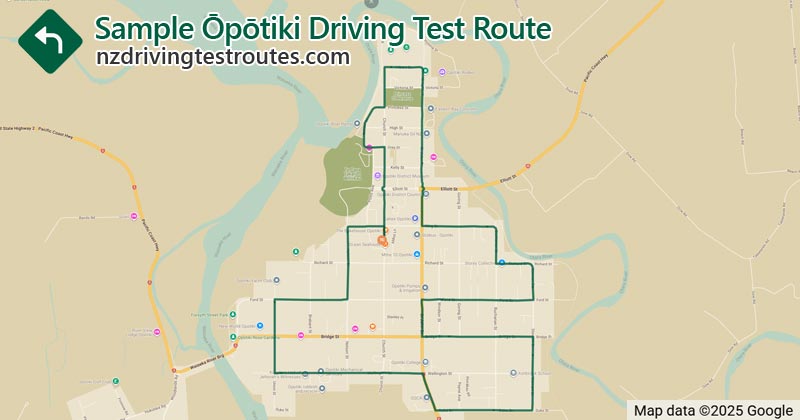 Ōpōtiki driving test route map