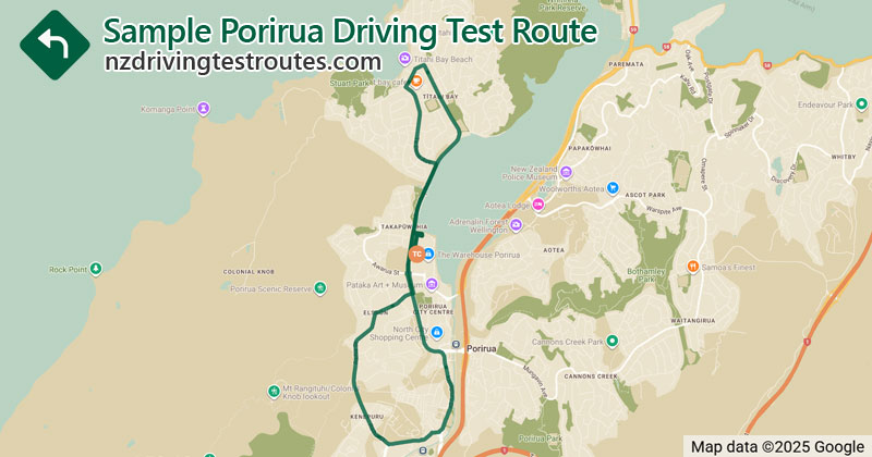 Porirua driving test route map