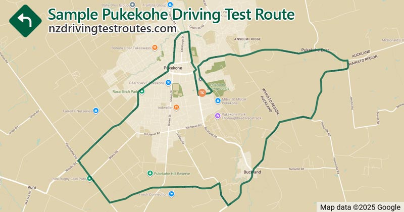 Pukekohe driving test route map