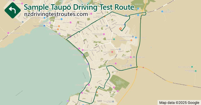 Taupō driving test route map
