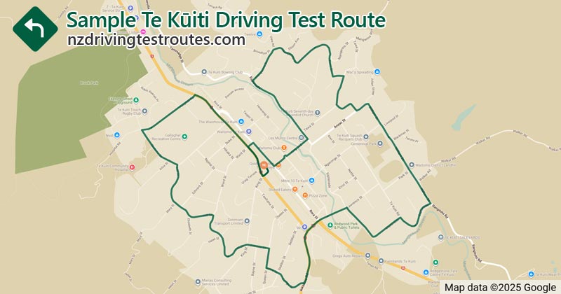 Te Kūiti driving test route map