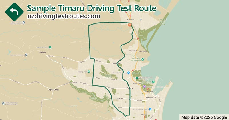 Timaru driving test route map