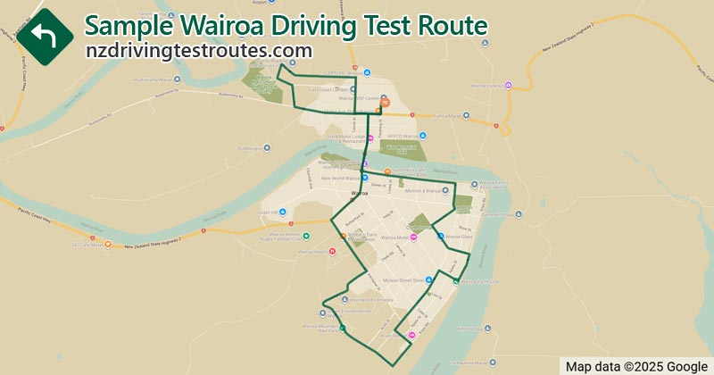 Wairoa driving test route map