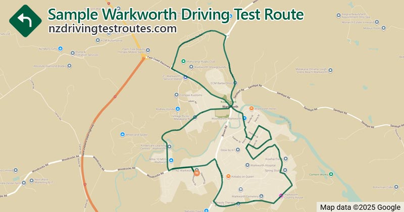 Warkworth driving test route map