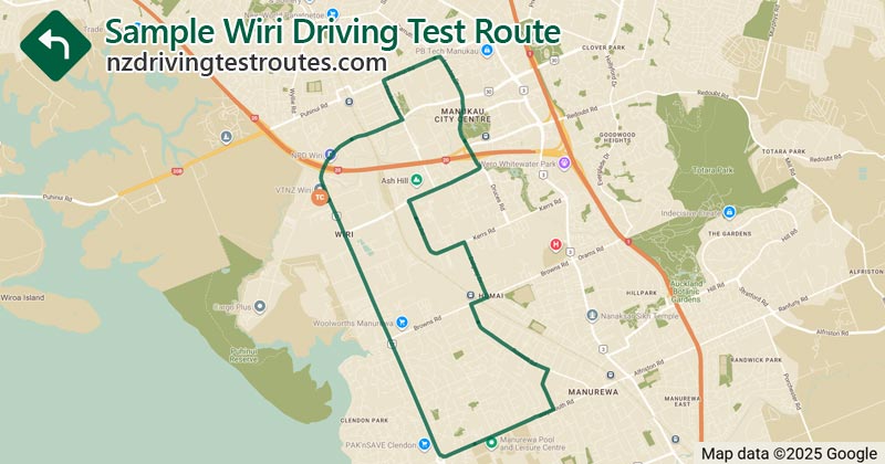 Wiri driving test route map